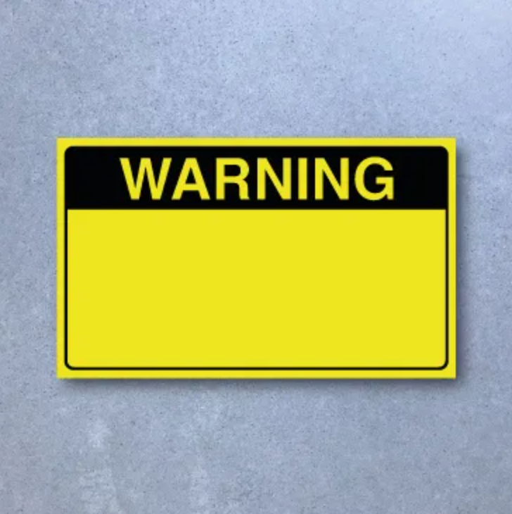 High Tack Stickers - Warning 50 Pack