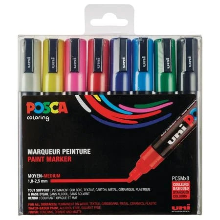 Posca PC-5M 8-Color Acrylic Paint Marker Set